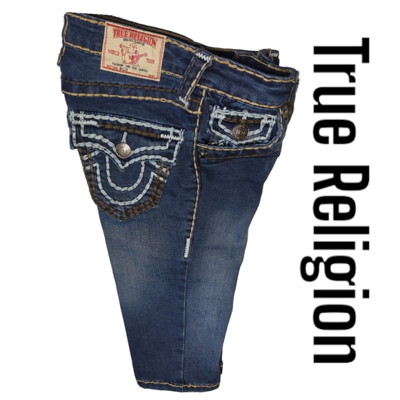 True Religion Joey Luxury Blue Denim capris Size 28 - Picture 9 of 16